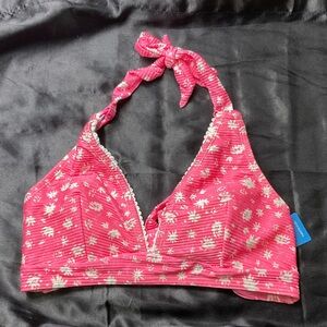 Cupshe Pink Daisy Halter Bikini Top